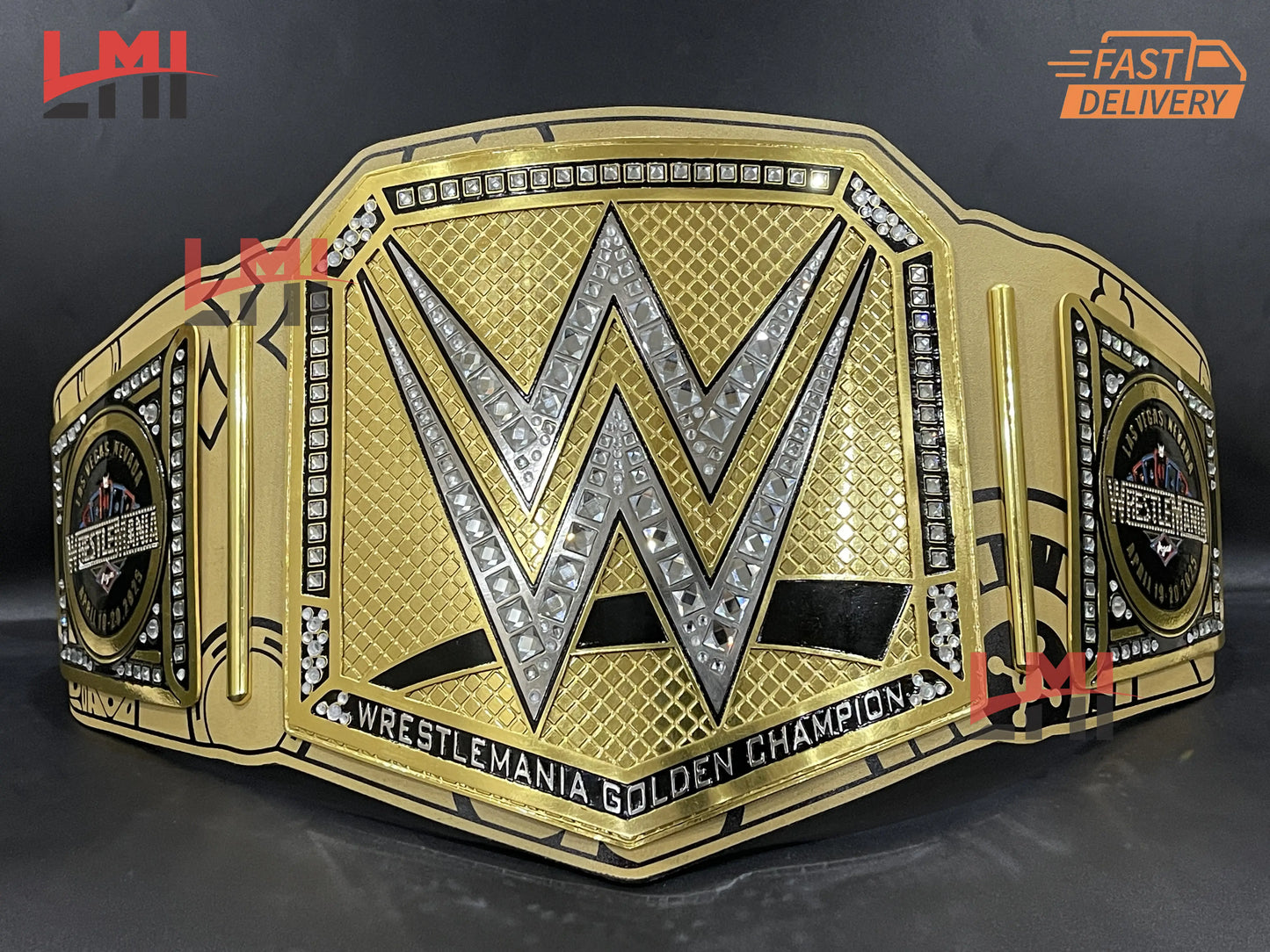 WrestleMania 41 Golden Championship Belt Las Vegas WWE Replica Title 2mm/6mm Diecast - LMI Championship Belts