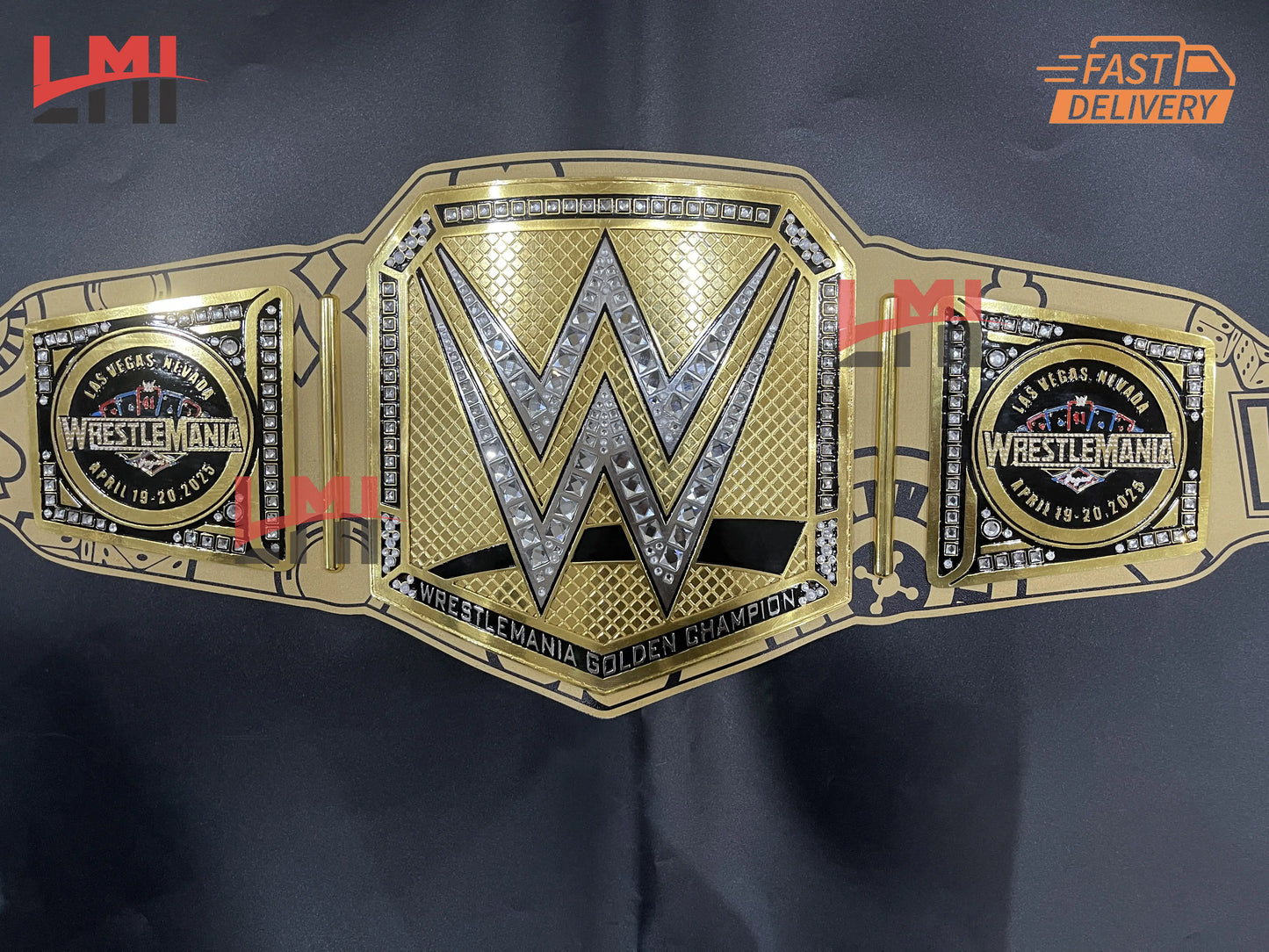WrestleMania 41 Golden Championship Belt Las Vegas WWE Replica Title 2mm/6mm Diecast LMI Championship Belts
