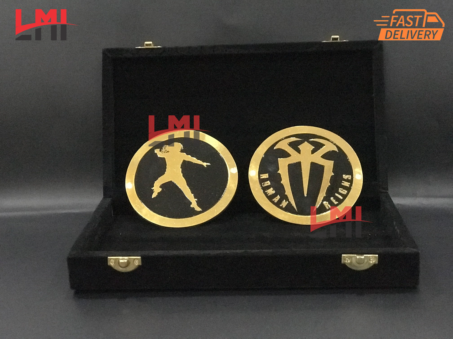 WWE Roman Reigns Signature Black Side Plates 4mm LMI Championship Belts