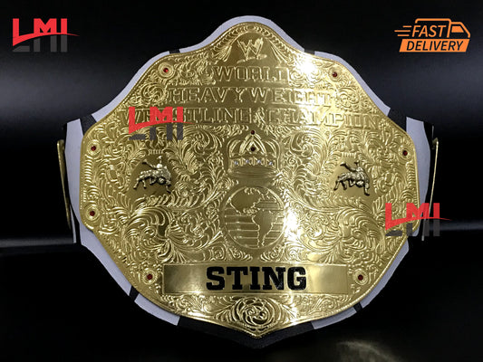 Custom Tribute to Sting Big Gold World Heavyweight Championship Belt 2mm Brass - LMI Championship Belts