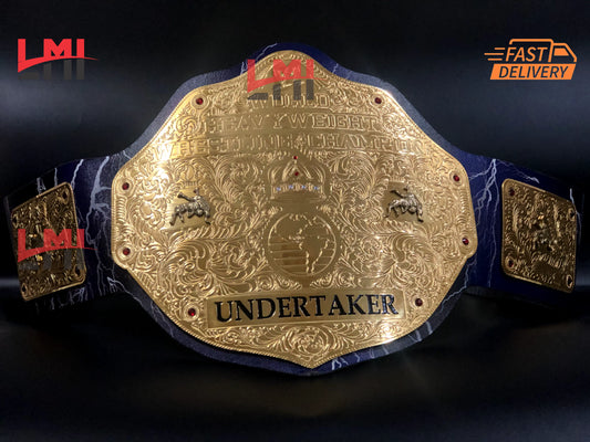 Custom Undertaker Big Gold World Heavyweight Championship Belt 2mm Brass - LMI Championship Belts