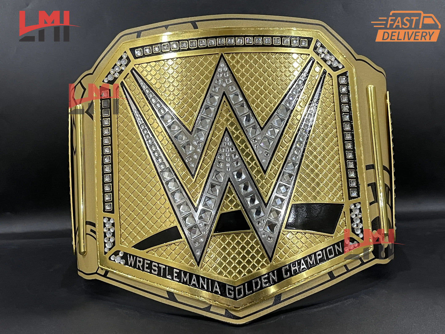 WrestleMania 41 Golden Championship Belt Las Vegas WWE Replica Title 2mm/6mm Diecast - LMI Championship Belts
