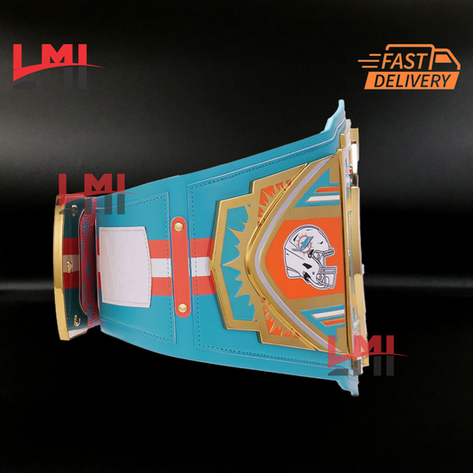 Miami Dolphins WWE Legacy NFL Title Belts Championship Belt 2mm Brass LMI Championship Belts