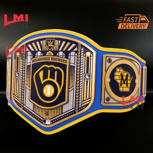 Milwaukee Brewers WWE Legacy MLB Championship Belt 2MM Brass - LMI Championship Belts