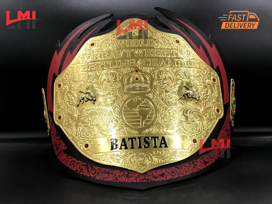 Custom Batista Big Gold World Heavyweight Championship Belt 2mm Brass LMI Championship Belts