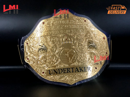 Custom Undertaker Big Gold World Heavyweight Championship Belt 2mm Brass LMI Championship Belts