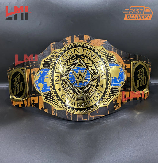 Custom Jey Uso Yeet Intercontinental Championship Belt Replica Wrestling Belt 2mm Brass LMI Championship Belts