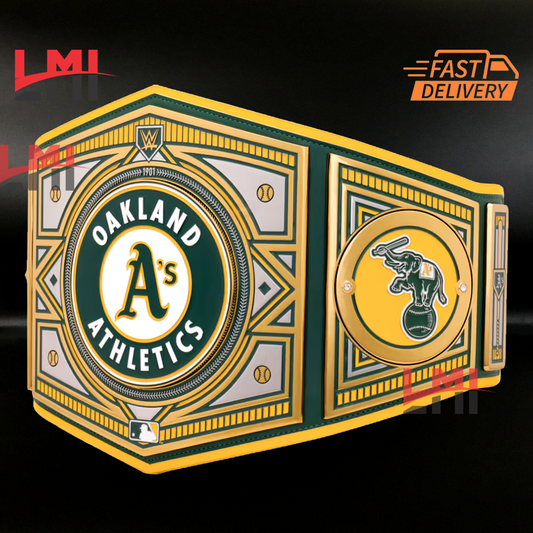 Oakland Athletics WWE Legacy MLB Championship Belt 2MM Brass - LMI Championship Belts