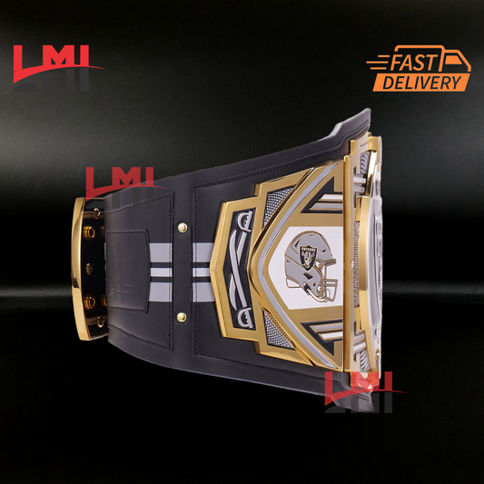 Las Vegas Raiders WWE Legacy NFL Title Belts Championship Belt 2mm Brass LMI Championship Belts
