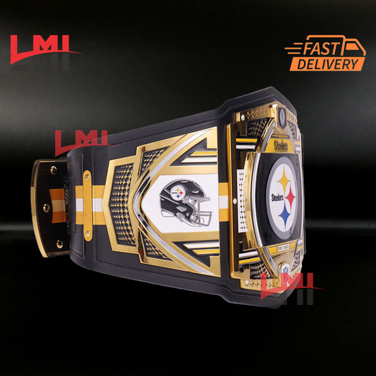 Pittsburgh Steelers WWE Legacy NFL Title Belts Championship Belt 2mm Brass LMI Championship Belts