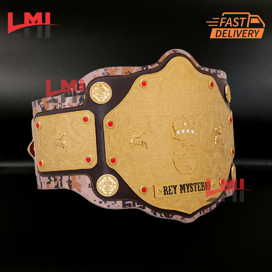 Rey Mysterio 619 San Diego Big Gold Signature Series Championship Belt Wrestling Title Belt LMI Championship Belts