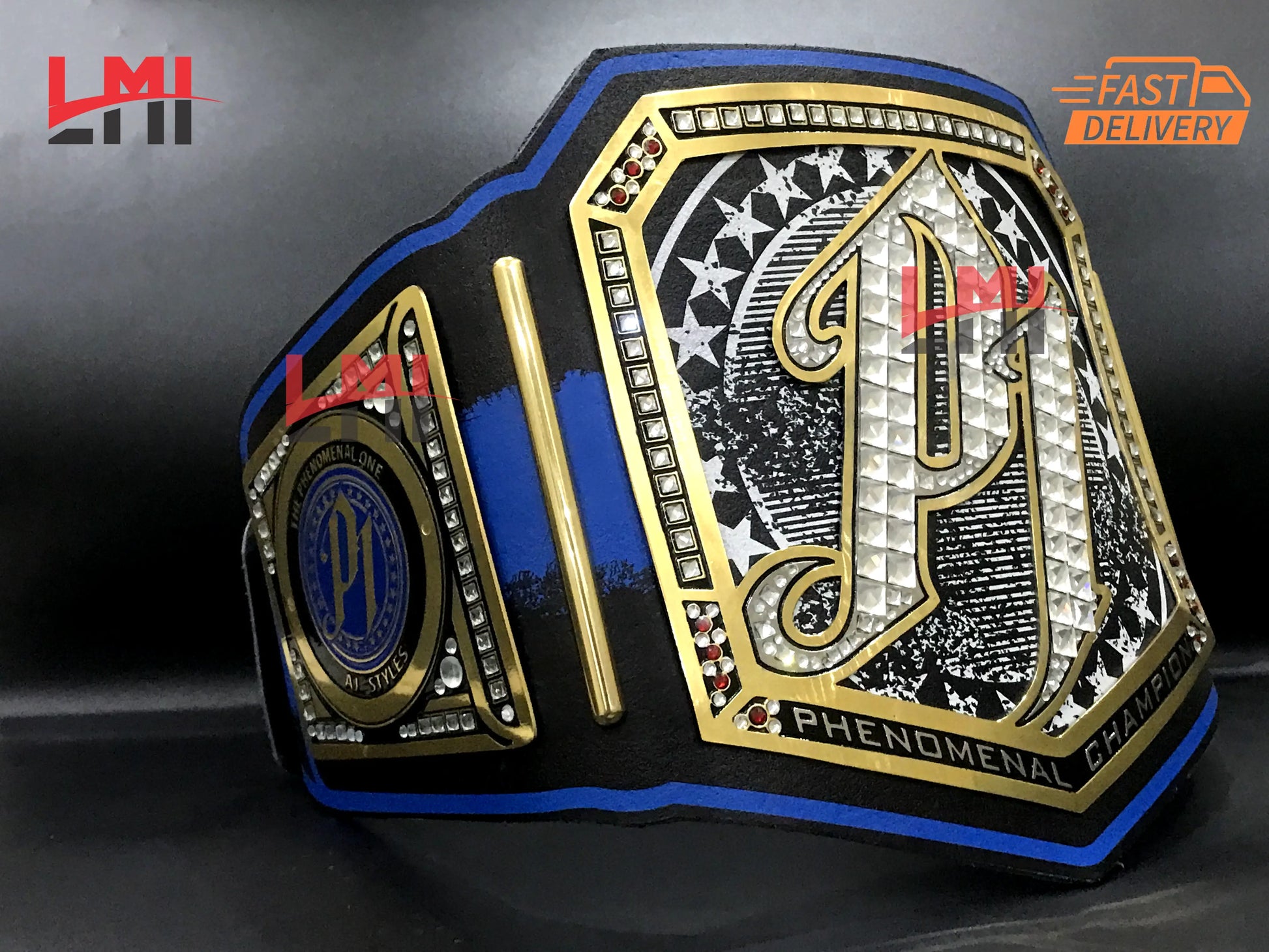 Custom AJ Styles Universal Championship Belt 2mm Brass