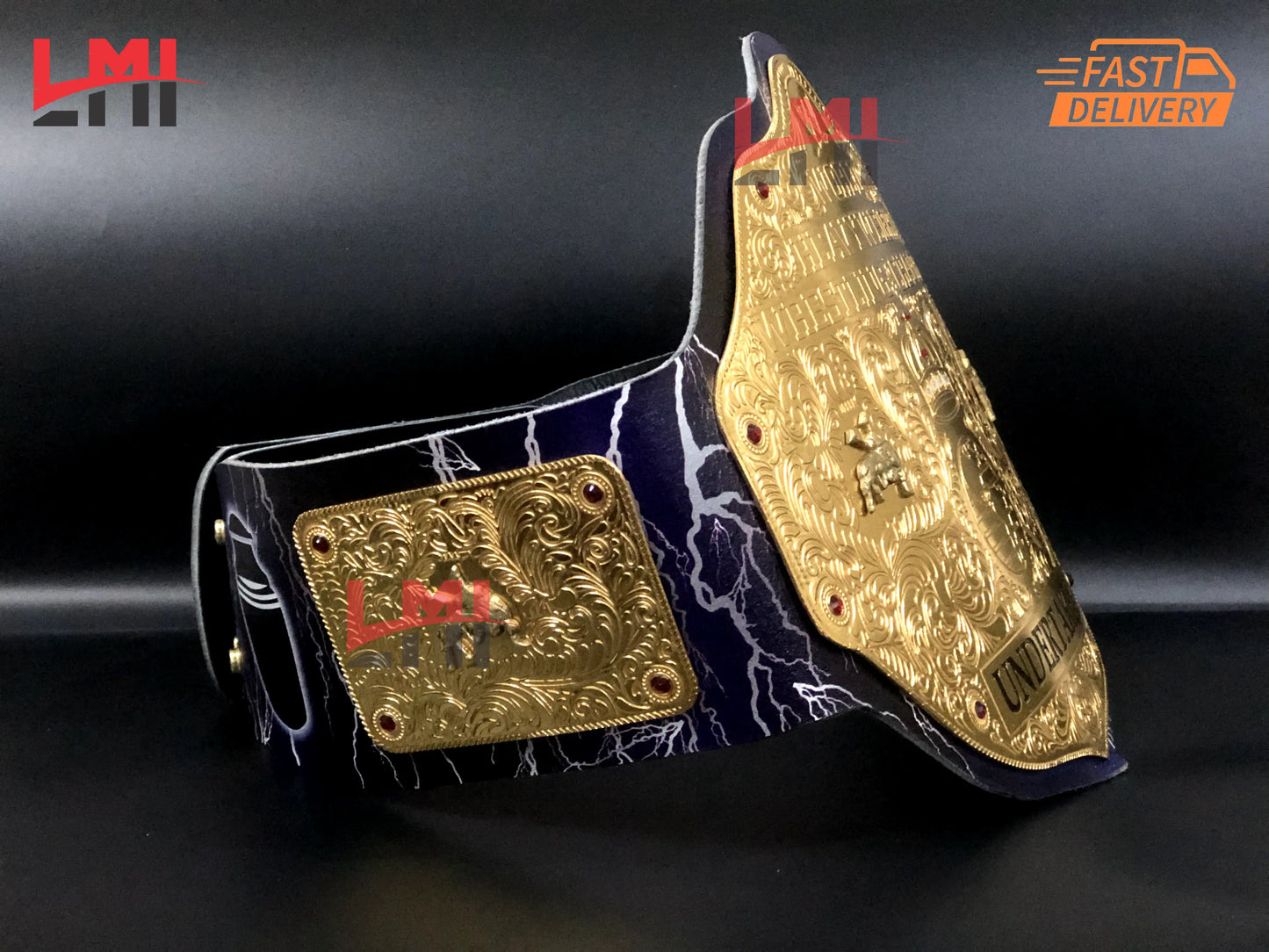 Custom Undertaker Big Gold World Heavyweight Championship Belt 2mm Brass - LMI Championship Belts