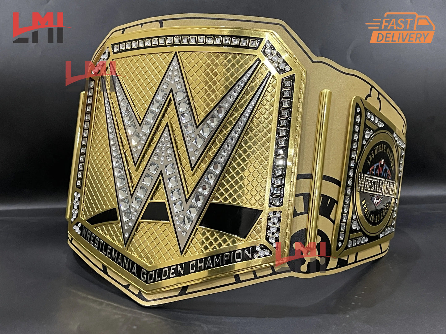 WrestleMania 41 Golden Championship Belt Las Vegas WWE Replica Title 2mm/6mm Diecast - LMI Championship Belts