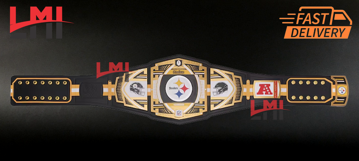 Pittsburgh Steelers WWE Legacy NFL Title Belts Championship Belt 2mm Brass LMI Championship Belts