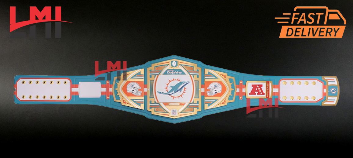 Miami Dolphins WWE Legacy NFL Title Belts Championship Belt 2mm Brass LMI Championship Belts