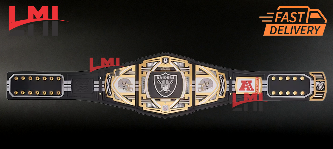 Las Vegas Raiders WWE Legacy NFL Title Belts Championship Belt 2mm Brass LMI Championship Belts