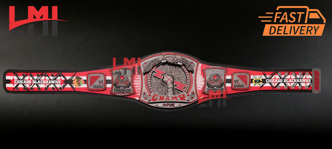 New Custom CM Punk Chicago Blackhawks Championship Belt Title Wrestling Belt