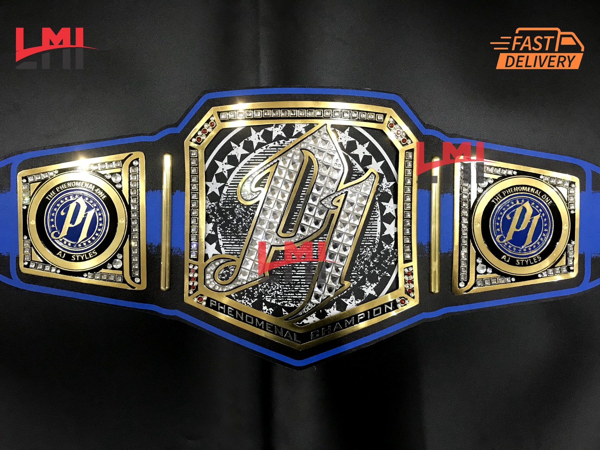 Custom AJ Styles Universal Championship Belt 2mm Brass