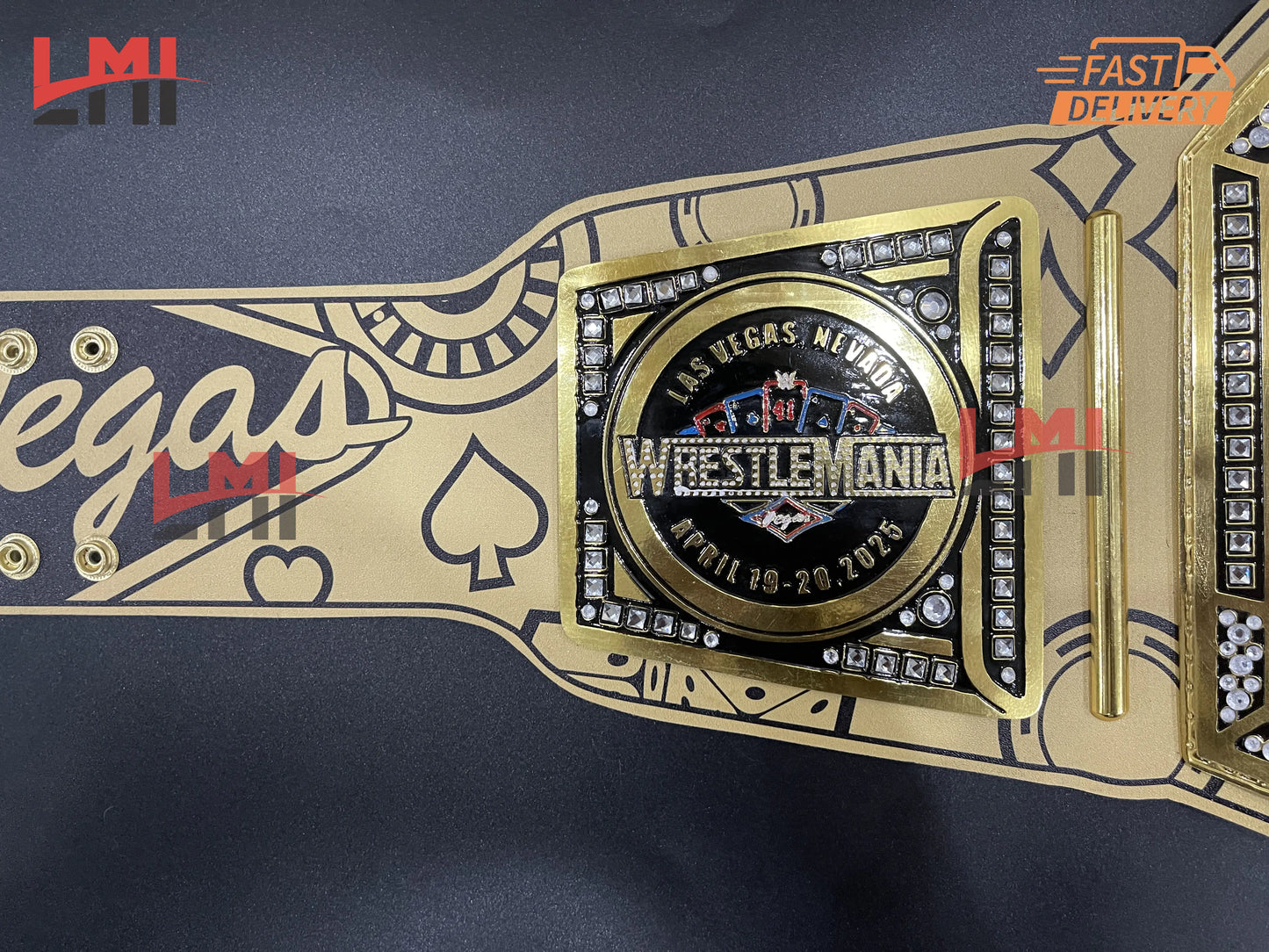 WrestleMania 41 Golden Championship Belt Las Vegas WWE Replica Title 2mm/6mm Diecast - LMI Championship Belts