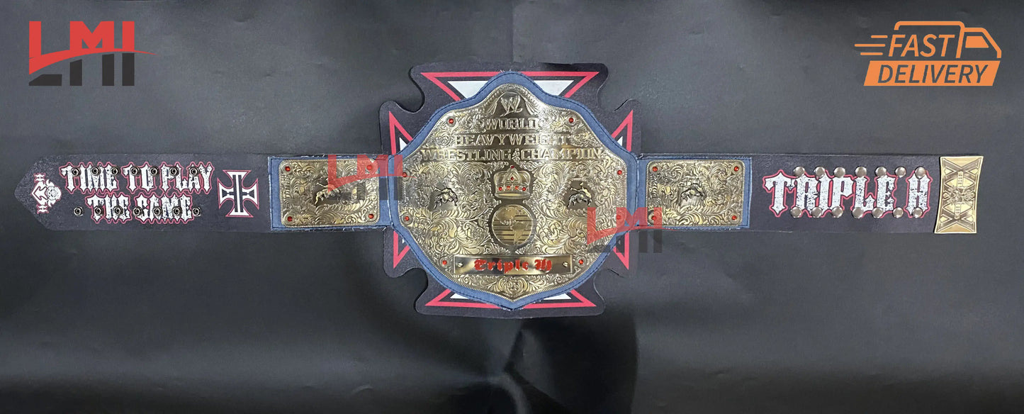 Triple H 30 Years Revolution Big Gold Championship Belt Wrestling Belt 2mm Brass - LMI Championship Belts