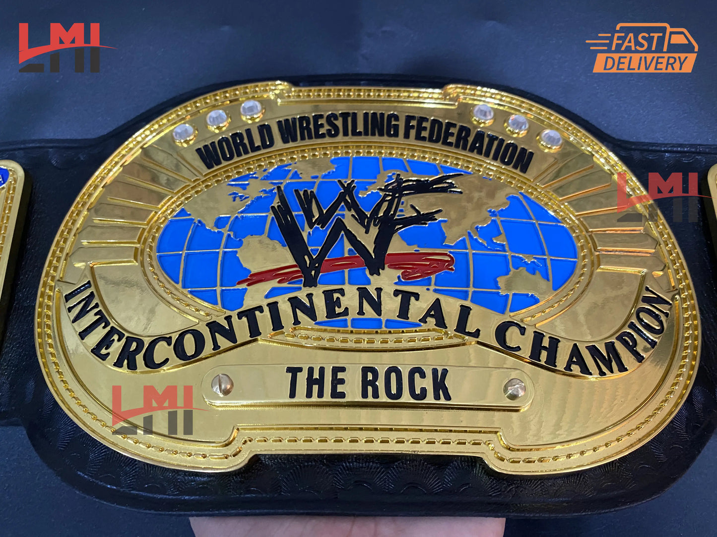 WWF CNC Oval Intercontinental Championship Belt Wrestling Title Belt 6MM - LMI Championship Belts