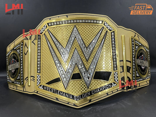 WrestleMania 41 Golden Championship Belt Las Vegas WWE Replica Title 2mm/6mm Diecast