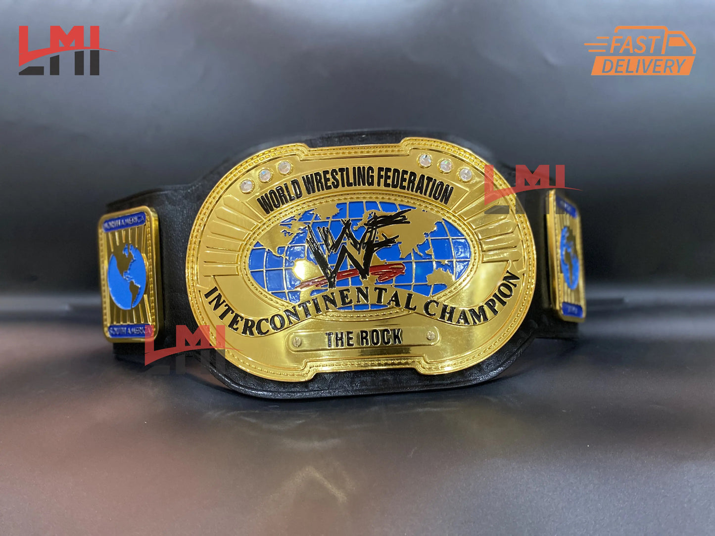 WWF CNC Oval Intercontinental Championship Belt Wrestling Title Belt 6MM - LMI Championship Belts