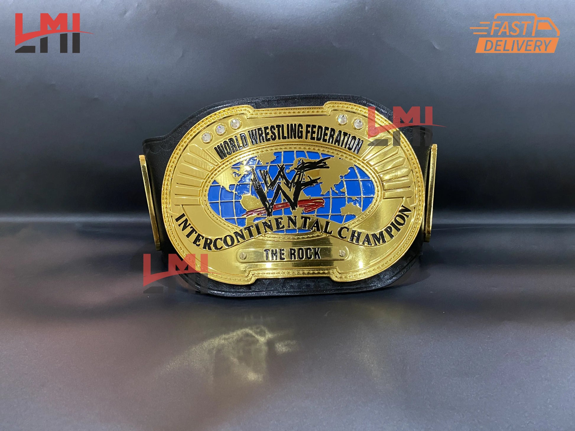 WWF CNC Oval Intercontinental Championship Belt Wrestling Title Belt 6MM - LMI Championship Belts