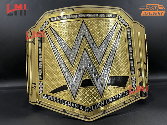 WrestleMania 41 Golden Championship Belt Las Vegas WWE Replica Title 2mm/6mm Diecast