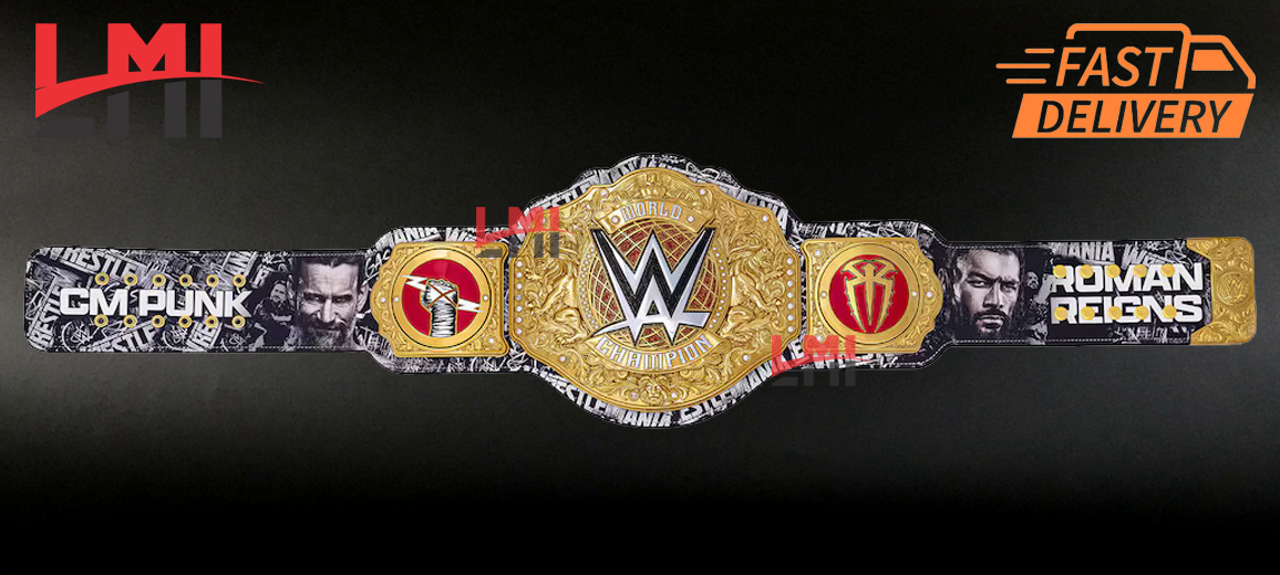CM Punk Vs Roman Reigns Wrestlemania 42 World Heavyweight Championship Belt Wrestling Title Belt LMI Championship Belts