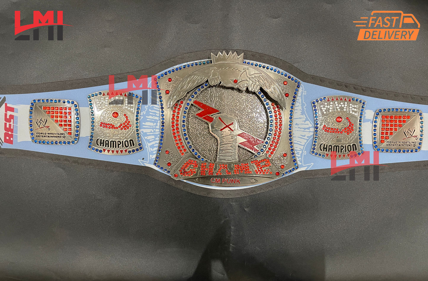 CM Punk 434-Day Record Spinner Signature Series Championship Belt Replica Wrestling 4mm Brass LMI Championship Belts