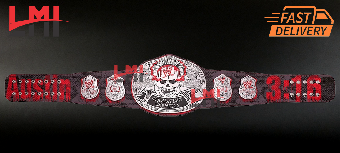 Stone Cold Steve Austin Smoking Skull Blood From a Stone Signature Championship Belt Wrestling Title Belt