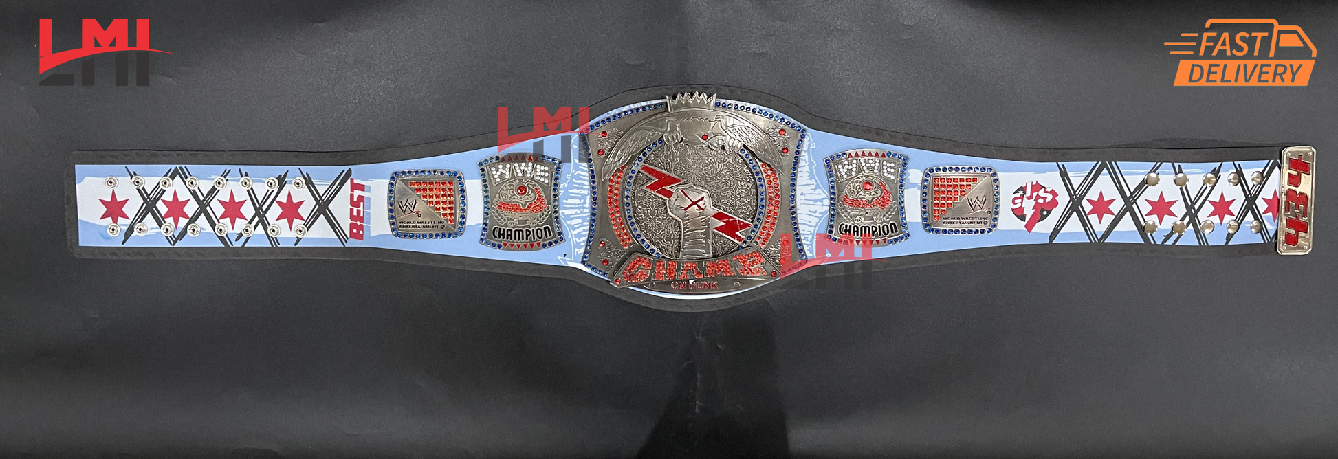 CM Punk 434-Day Record Spinner Signature Series Championship Belt Replica Wrestling 4mm Brass LMI Championship Belts