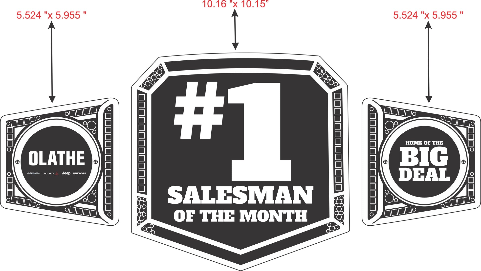 Pack of 2 Custom Salesman of the month belt LMI Championship Belts