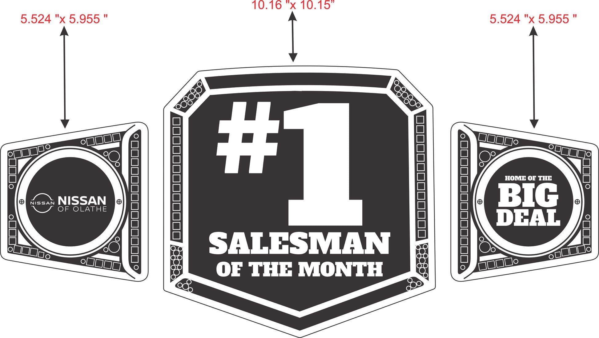 Pack of 2 Custom Salesman of the month belt LMI Championship Belts